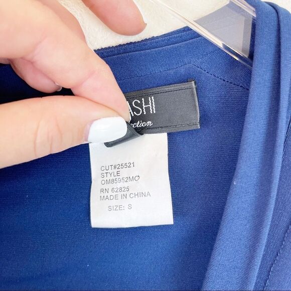 Tadashi Navy Tiered Layered Cocktail Mini Dress Size Small - Picture 5 of 7